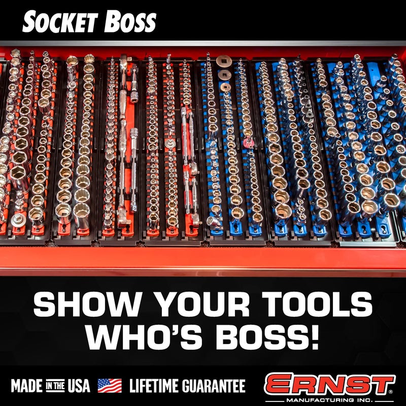 Ernst Manufacturing 8460HV Socket Boss 3-Rail Multi-Drive Socket Rail Organizer with Tray, 18-Inch, High-Visibility - Made in USA - Image 5